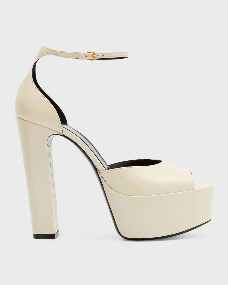 Platform Ankle-Strap Leather Sandals